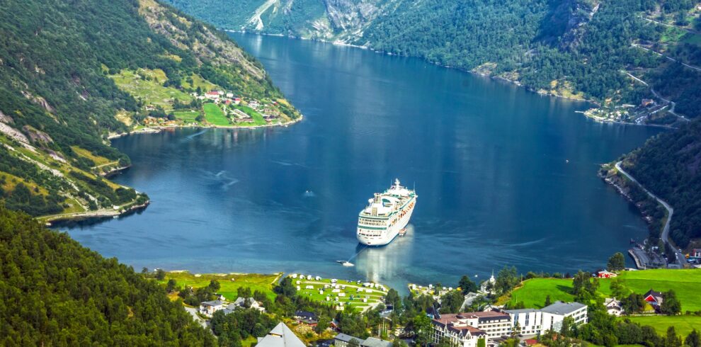 Cruise ship in Geiranger fjord, Norway