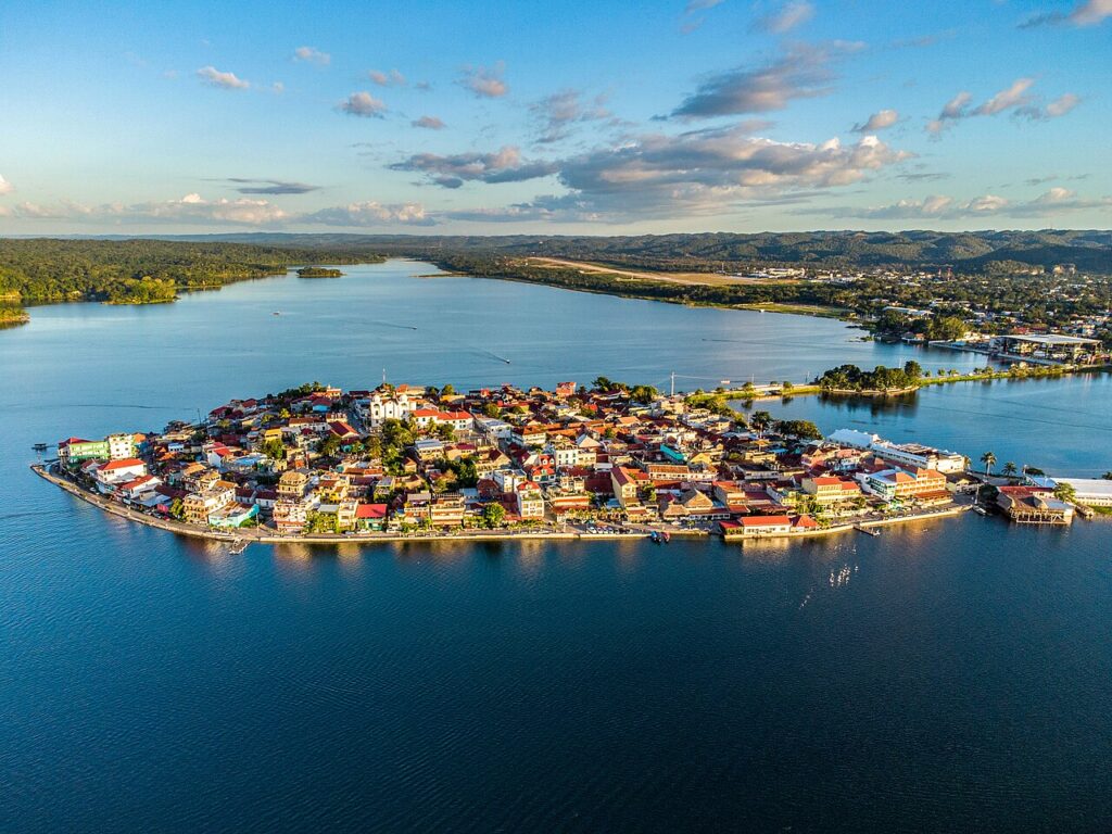 View of Flores Island, Peten, Guaremala