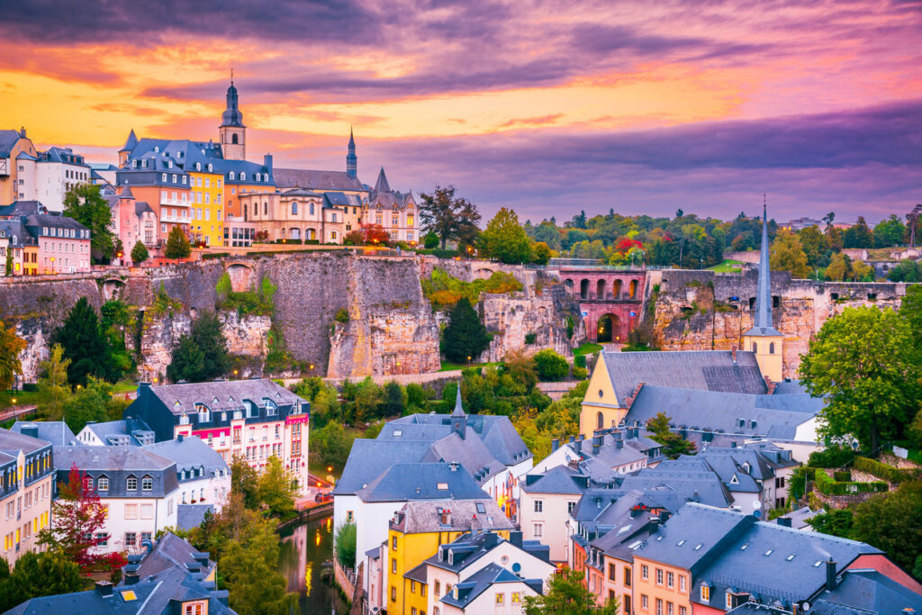 Luxembourg – Grund District on Alzette Valley, Luxembourg City.